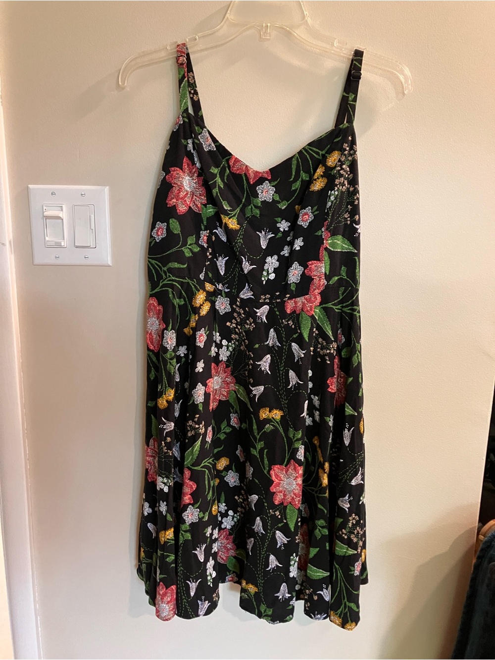 Old Navy Black Floral Mini Dress with Pink,Yellow Print flirtyboho cute feminie